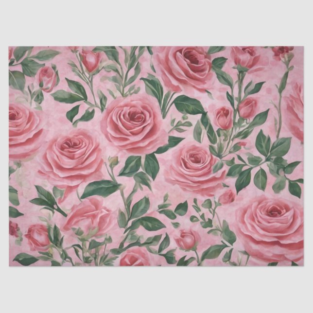 Papel De Seda Rosas Rosa (Frente )