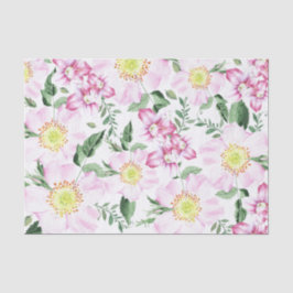 Papel De Seda Rosas Rosa Boho Floral Padrão de Aquarela