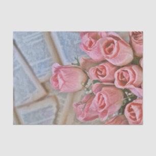 Papel De Seda Rosas Rosa Chic Campo Rústico Vintage