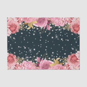 Papel De Seda rosas rosa diamante sofisticado faísca