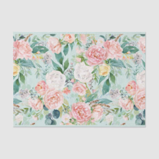 Papel De Seda Rosas Rosa e Branca em Decoupage de Fundo Aquamari