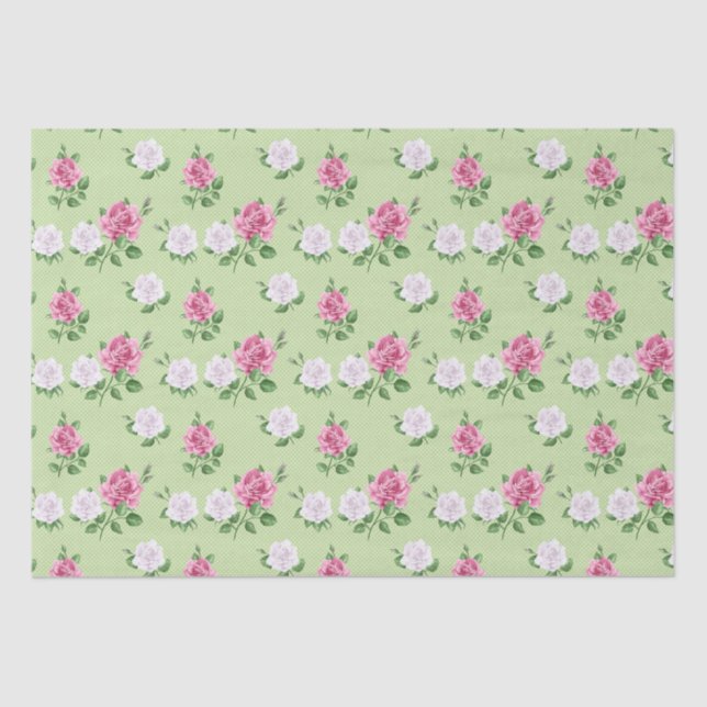 Papel De Seda Rosas Rosa E Branco (Frente )