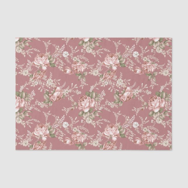 Papel De Seda Rosas Rosa Esbranquiçadas - Fundo Rosa antigo (Frente )
