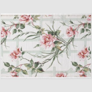 Papel De Seda Rosas rosa-fazenda em Garden Trellis
