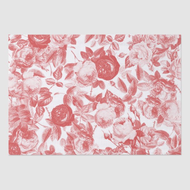 Papel De Seda Rosas rosa-rosa-chic em galinheiro elegantes (Frente )