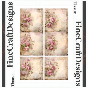 Papel De Seda Rosas Rosa Shabby Chic Conjunto Misto (A1L) Decoup