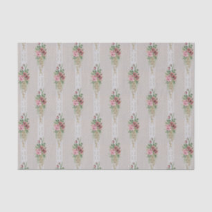 Papel De Seda Rosas Rosa Vitorianas Bonito e rendas brancas