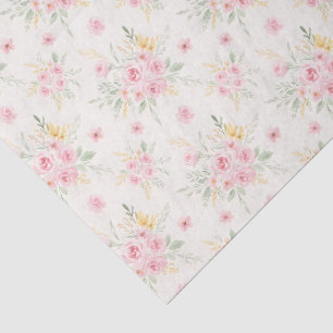 Papel De Seda Rosas Rosas Cor-de-Rosa Ilustração em Aquarela