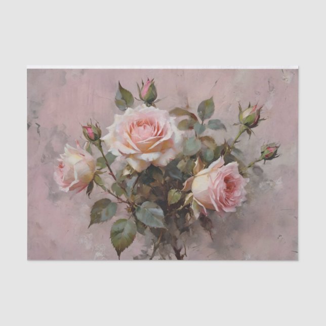 Papel De Seda Rosas Rosas Decoupagem Aquarela (Frente )
