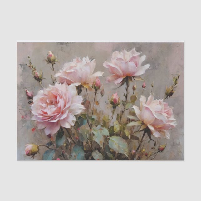 Papel De Seda Rosas Rosas Decoupagem Aquarela (Frente )