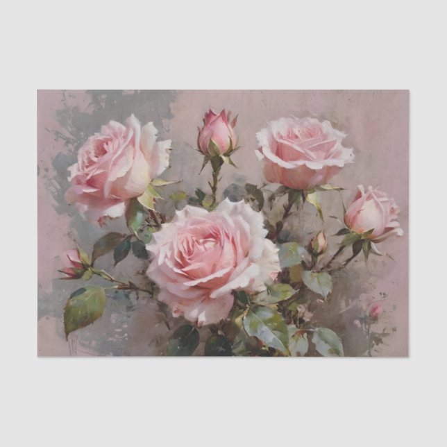 Papel De Seda Rosas Rosas Decoupagem Aquarela (Frente )