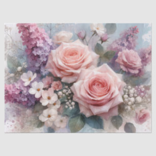 Papel De Seda Rosas Rosas Lilases Roxas Decoupage Aquarela