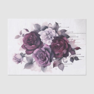 Papel De Seda Rosas roxas de aquarela