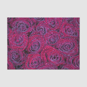 Papel De Seda Rosas roxas e gotas de chuva