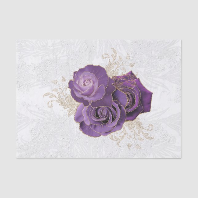 Papel De Seda Rosas Roxos bonito Floral (Frente )