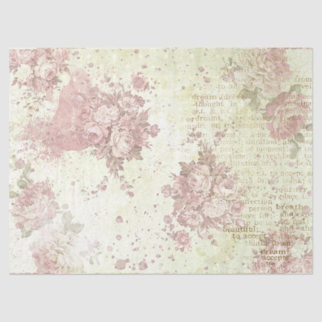 Papel De Seda Rosas Shabby Chic Design 2 (Frente )