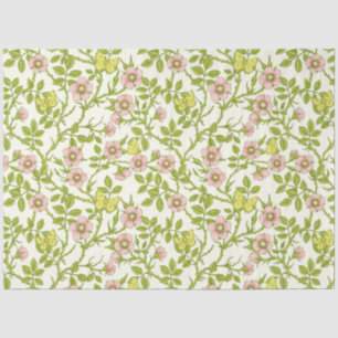 Papel De Seda Rosas silvestres e borboletas /rosa/verde claro/am