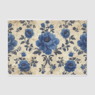 Papel De Seda Rosas Toile de Jouy em azul em idosos