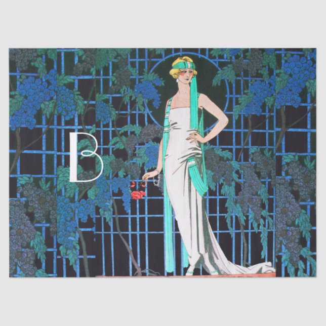 PAPEL DE SEDA ROSAS VERMELHAS À NOITE, MONOGRAMA TI DE FASHION B (Frente )