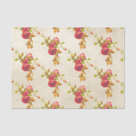 Papel De Seda Rosas vermelhas de Padrão de Vintage no Artesanato