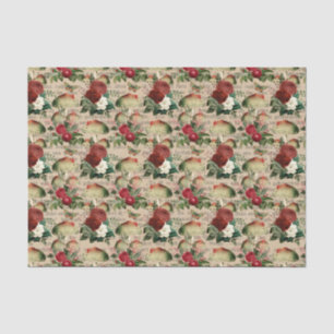 Papel De Seda Rosas vermelhas e Cogumelos Vintage