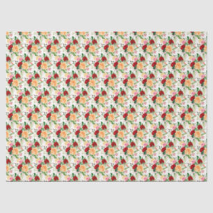 Papel De Seda Rosas Vermelhas e Laranjas Românticas