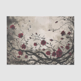 Papel De Seda Rosas vermelhas e Thorns Góticos