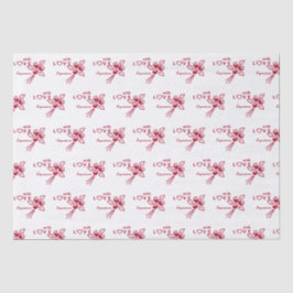 Papel De Seda Rosas vermelhas personalizadas "Com L ❤️ VE"