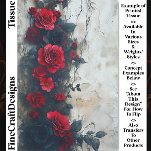 Papel De Seda Rosas Vermelhas Pretas, Decoupage CQ5 Parede Envel
