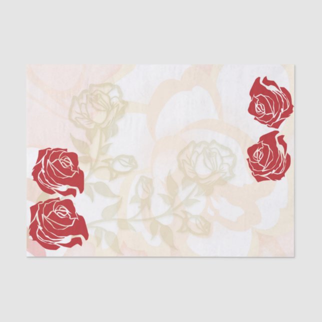 Papel De Seda Rosas vermelhos e dourados (Frente )