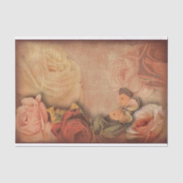 Papel De Seda Rosas Vintage e Chique Borboleta