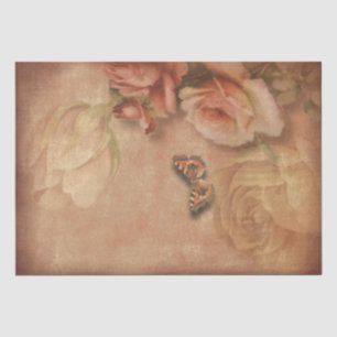 Papel De Seda Rosas Vintage e Chique Borboleta