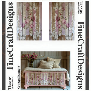 Papel De Seda Rosas Vintage Shabby Chic em Madeira Decoupage A2R