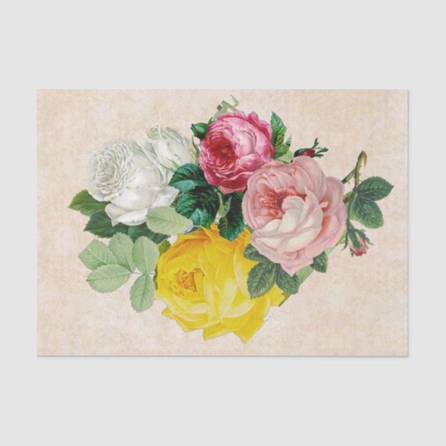 Papel De Seda Rosas Vitorianas Antigas Decoupage (Frente )