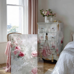 Papel De Seda Rose Reverie II Rosas Rosa Bege Cinza Damask