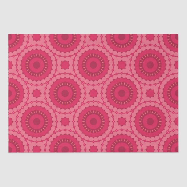 Papel De Seda Roseberry Pink Boho Chic Padrão Geométrico (Frente )