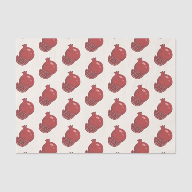Papel De Seda Rosh Hashanah Red Pomegranates Estilo Grunge (Frente )