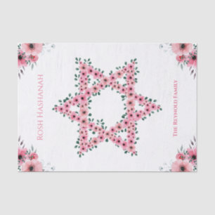 Papel De Seda Rosh Hashanah Star: Branca de Flor Rosa David