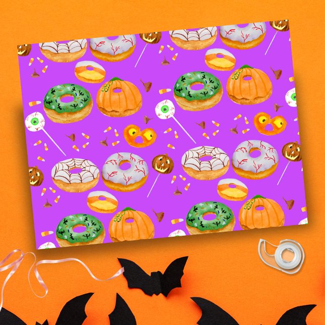 Papel De Seda Rosquinha de aquarela doce feliz de Halloween (Spooktacular Halloween Donut Tissue Paper: Perfect for arts, crafts, and gift wrapping!)