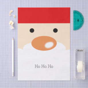 Papel De Seda Rosto de Papai Noel Minimalista Divertido de Natal