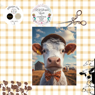 Papel De Seda Rosto e chapéu de vaca Whimsical