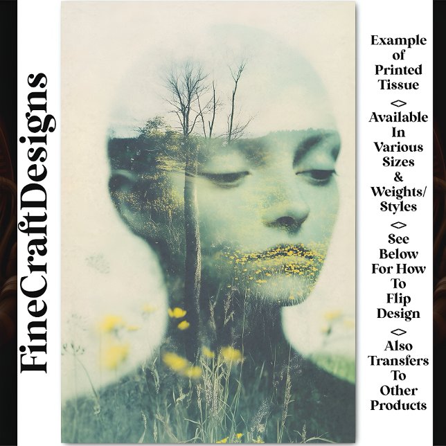 Papel De Seda Rosto feminino, Flores Selvagens Árvores de Grama  (Criador carregado)