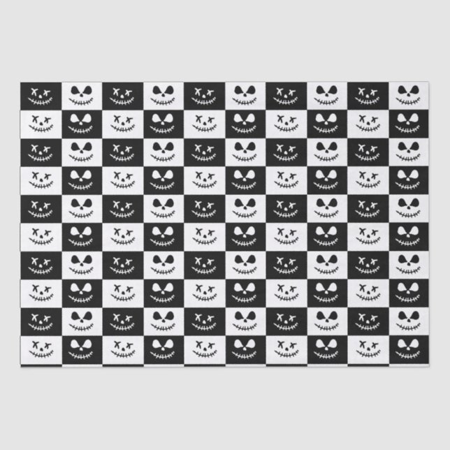 Papel De Seda Rosto Stitch Spooky | Halloween Preto e Branco (Frente )