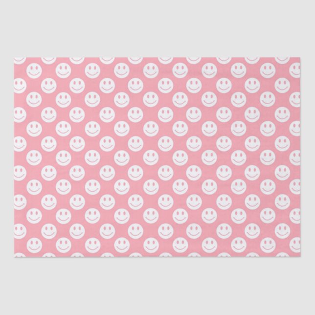 Papel De Seda Rostos Felizes Rosa Girly (Frente )