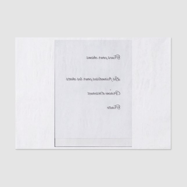 Papel De Seda Roteiro francês invertido para deleites do animal (Frente )