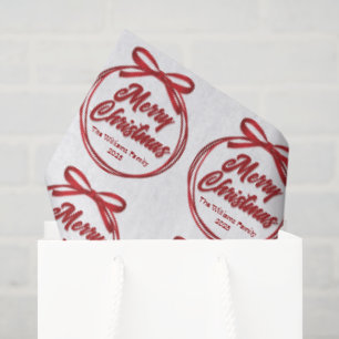 Papel De Seda Roto de Natal Chic com Laço de Fita Vermelha