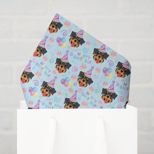 Papel De Seda Rottweiler Tissue Paper in Blue (Sacola de presentes)