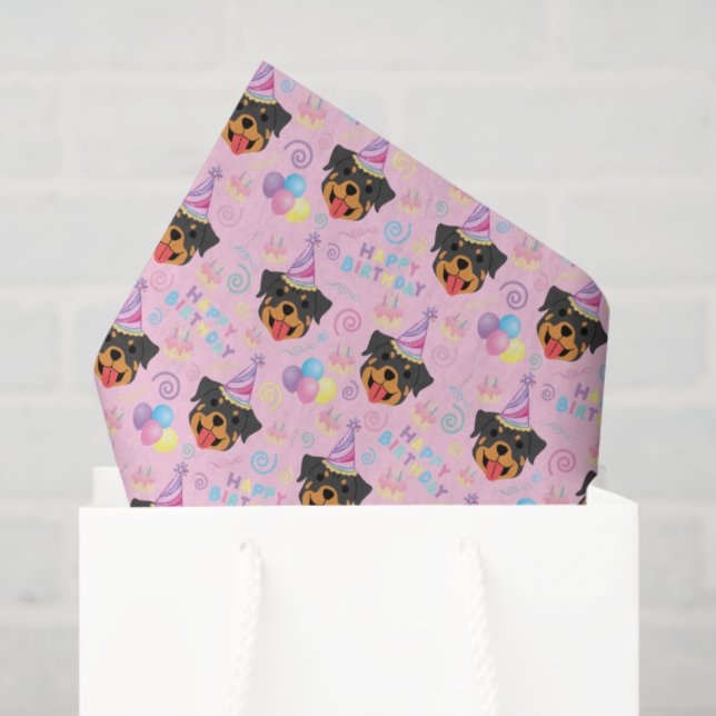 Papel De Seda Rottweiler Tissue Paper in Pink (Sacola de presentes)
