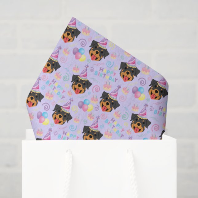 Papel De Seda Rottweiler Tissue Paper in Purple (Sacola de presentes)