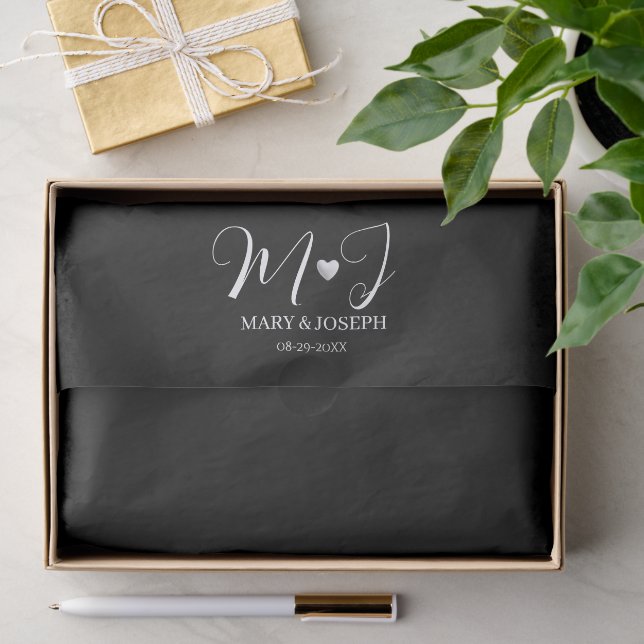 Papel De Seda Rótulo de Garrafa de Água de Casamento Preto Perso (Presente)